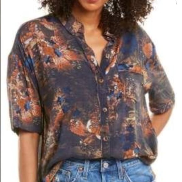 Free People We the Free Share Good Vibes Button-Down Shirt - Women's XS - Picture 1 of 6